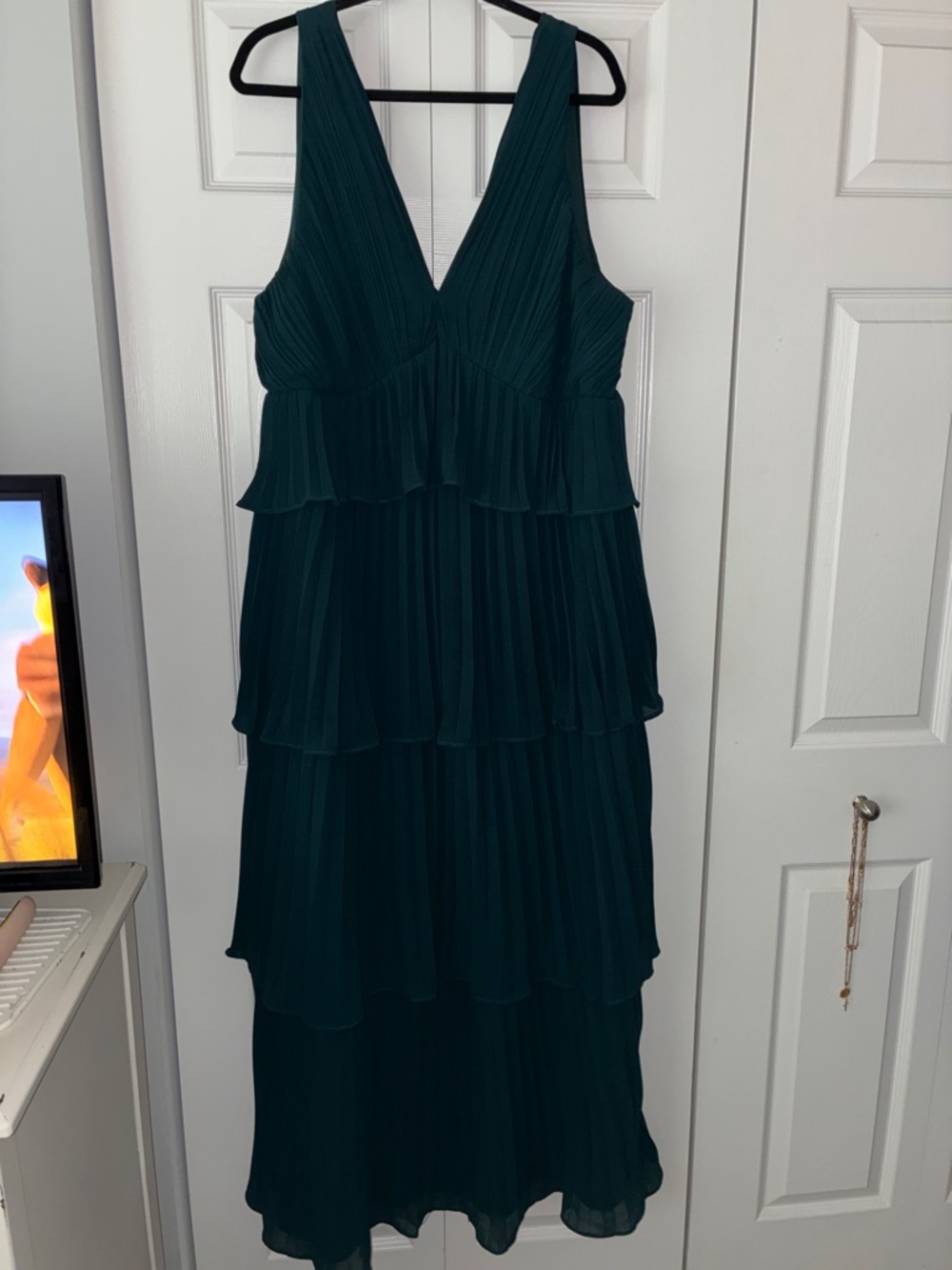 Lulu's Teal Tiered V-Neck Maxi Dress